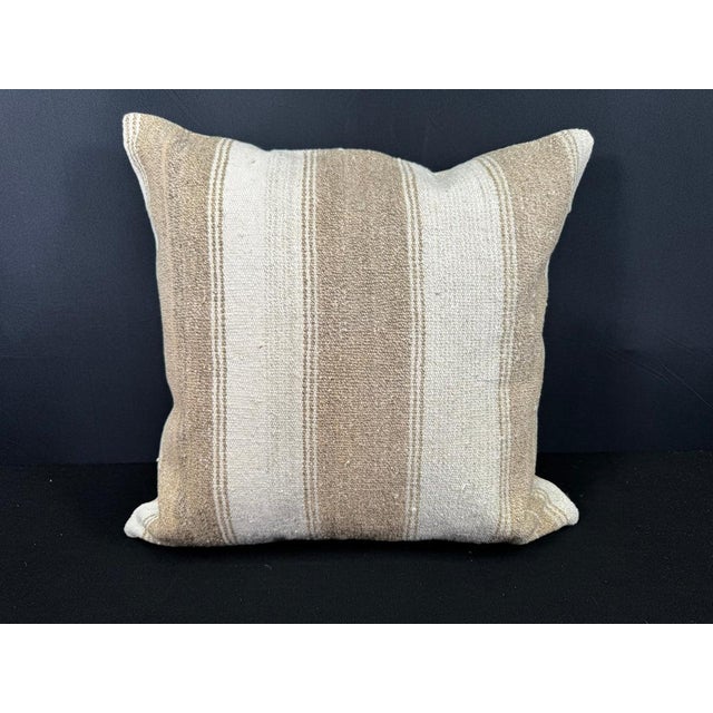 Turkish Hemp Pillow Cushion Natural Beige Brown Cushion Cover 20"x20" For Sale - Image 4 of 4