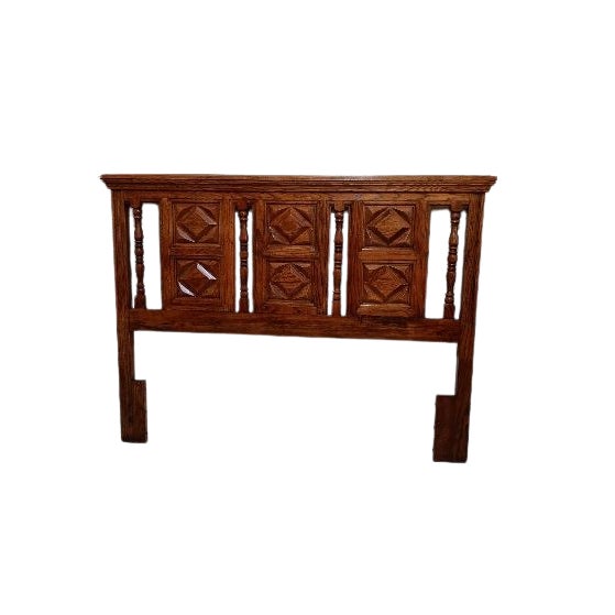 1970s 1970s Wood Queen Headboard Carved Medium Tone For Sale - Image 5 of 12