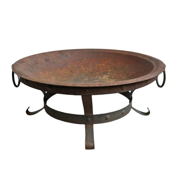 Mid 20th Century Vintage Industrial Cast Iron Fire Bowl W/Stand For Sale - Image 5 of 5