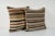 Mid-Century Modern Vintage Turkish Hemp Kilim Pillow Cover, Set of Two White Striped Anatolian Cushion Cover, Pair Organic Tribal Pillowcase 24''x 2 4'' For Sale - Image 3 of 6