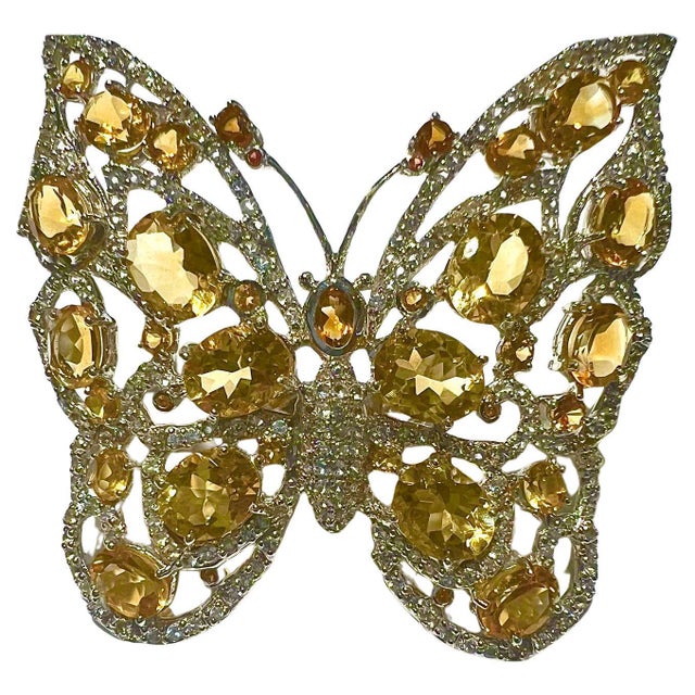 Bochic "Orient" Natural Citrin & Topaz Brooch/ Pendent or Ring Set In 18K Gold & Silver For Sale - Image 10 of 18