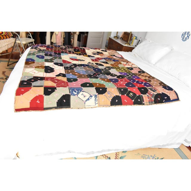 Antique Crazy Quilt For Sale In San Francisco - Image 6 of 12