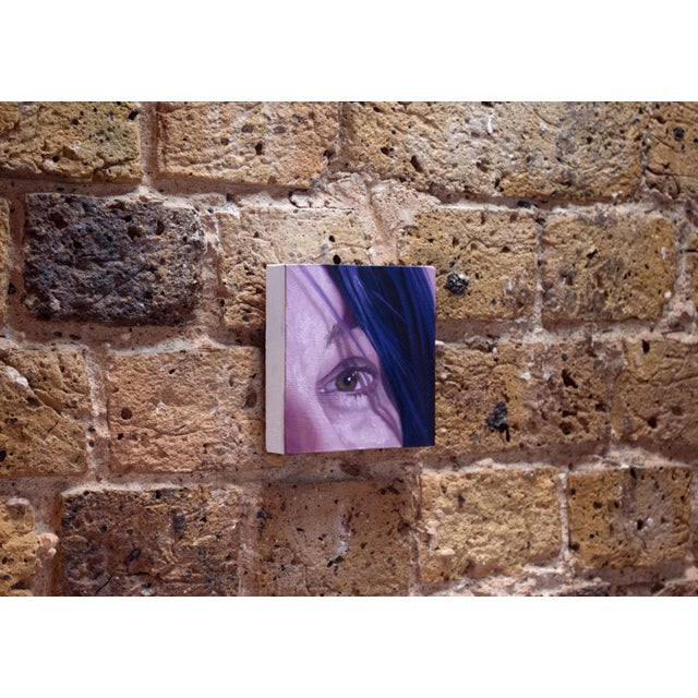 Dare A Peek by Shaina Craft | Oil on wood panel close-up of a human eye For Sale - Image 4 of 5