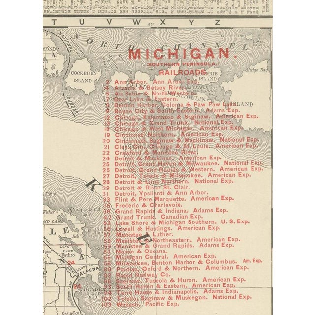 Antique Map of Michigan The Great Lakes State by Ran McNally, 1899 For Sale - Image 3 of 12