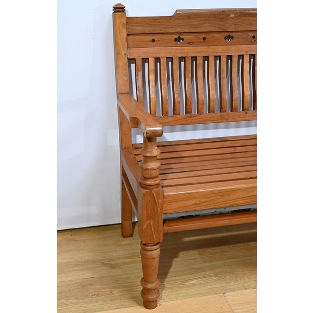 1950s Mid 20th Century Colonial Varangue Bench in Teak, 1950s For Sale - Image 5 of 18