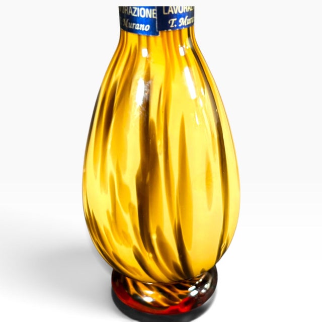 Vintage Murano Amber Swirl Art Glass Bud Vase, 1980s Italian Hand Blown (6" Height) For Sale - Image 13 of 15