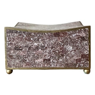 Vintage Boho Brass Trimmed Tessellated Stone Box For Sale