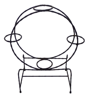 Round Openwork 4-Plant Stand in Black Wrought Iron, 1960s