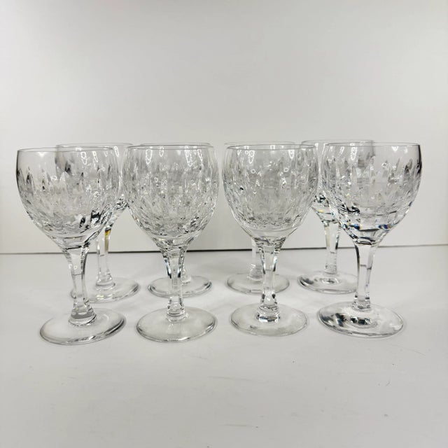 Vintage 1980s Heavy Cut Crystal Port Glasses – Set of 8 For Sale In Richmond - Image 6 of 7