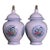 Pair of Chinese White Glazed Porcelain Jars With Floral Panels & Gilt Finials For Sale