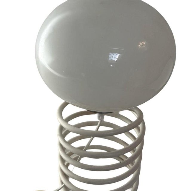 Space Age Design Table Lamp in Opaline Glass Mounted on a Spiral Base by Ingo Maurer for Honsel For Sale - Image 5 of 9