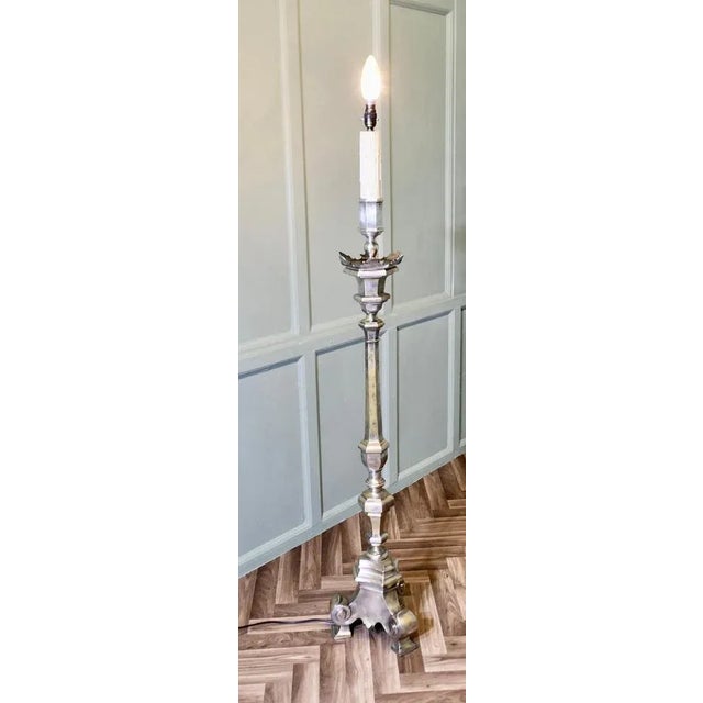 Silver-Plated Floor Lamp, 1900s For Sale - Image 3 of 11