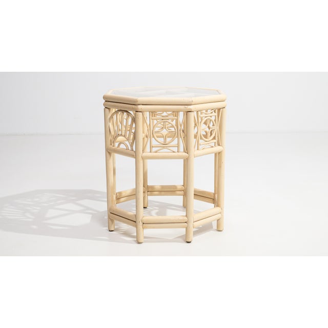 1970s Chinoiserie Side Table with Glass Top, Antique, France, Circa 1970 For Sale - Image 5 of 12