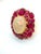 Bochic “Capri” Vintage Fire Opal & Ruby Cluster Ring Set In 18K Gold & Silver Rose Cut Natural Red Rubies - 9 Carats...