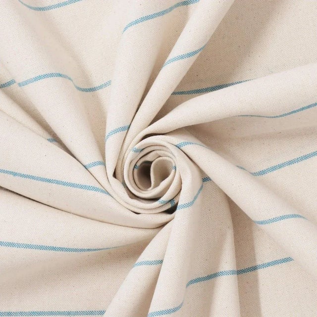 English Cadiz Stripe Turquoise Double Width Fabric - Sample For Sale - Image 3 of 4