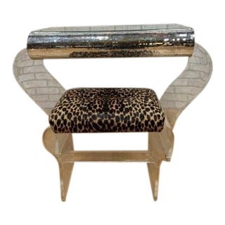 Hills Manufacturing Lucite Vanity With Mirrored Top and Stool - 2 Piece Set For Sale
