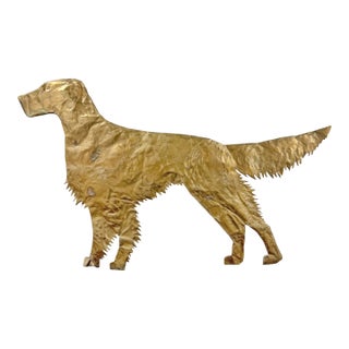 Vintage Hammered Brass English Setter Weathervane For Sale
