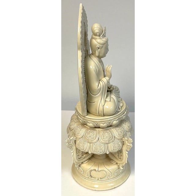 Early 20th Century Chinese Blanc-De-Chine Seated Guanyin Altar Piece For Sale - Image 11 of 13