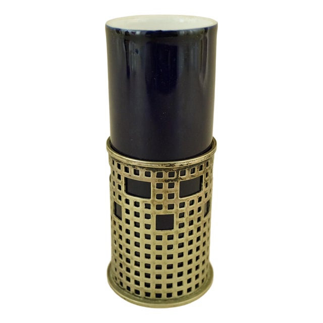 Art Deco Porcelain pen holder vase with silver metal stand EPS by Josef Hoffmann. Early 1900s - Austria For Sale