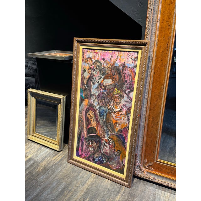 1973 Pascal Cucaro Large Circus Oil Painting For Sale - Image 11 of 12