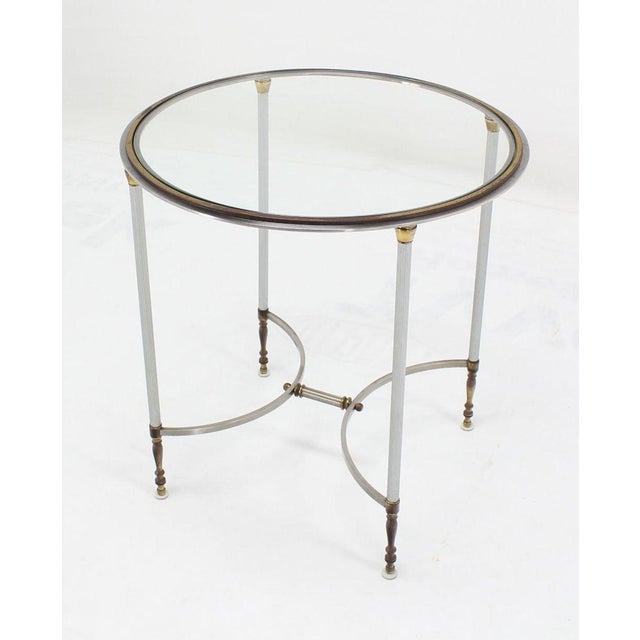 Mid Century Modern Brass & Chrome Gueridon Round Side End Lamp Table Stand