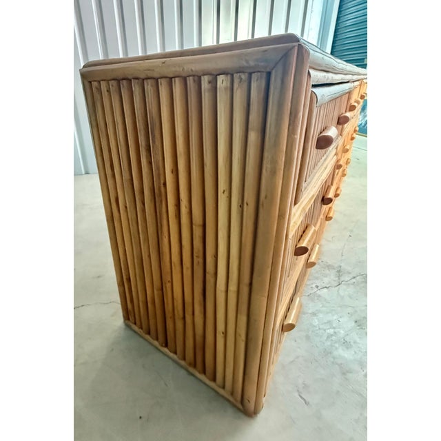 1970s Natural Stacked Rattan 9-Drawer Lowboy by Turtle and Crane - Gabriella Crespi Style For Sale - Image 10 of 12