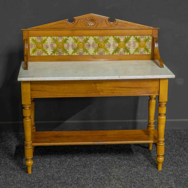Late Victorian Pine Washstand with Marble Top For Sale - Image 8 of 9