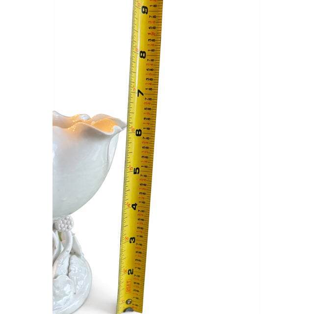White Vintage Blanc-De-Chine-Style White Porcelain Pedestal Compote For Sale - Image 8 of 8