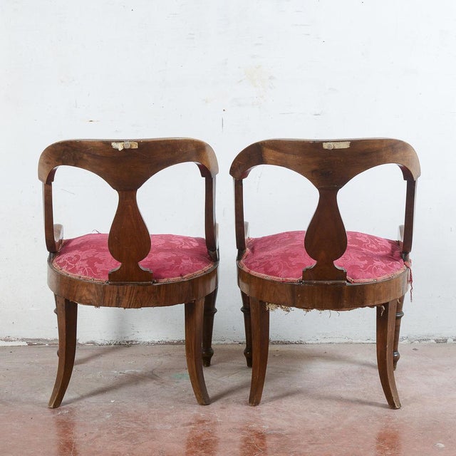 Textile Red Fabric Armchairs, Set of 2 For Sale - Image 7 of 18