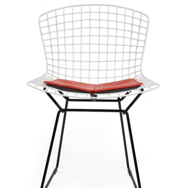 Harry Bertoia Vintage Wire Chair Styled After Harry Bertoia | Orange Cushion For Sale - Image 4 of 4
