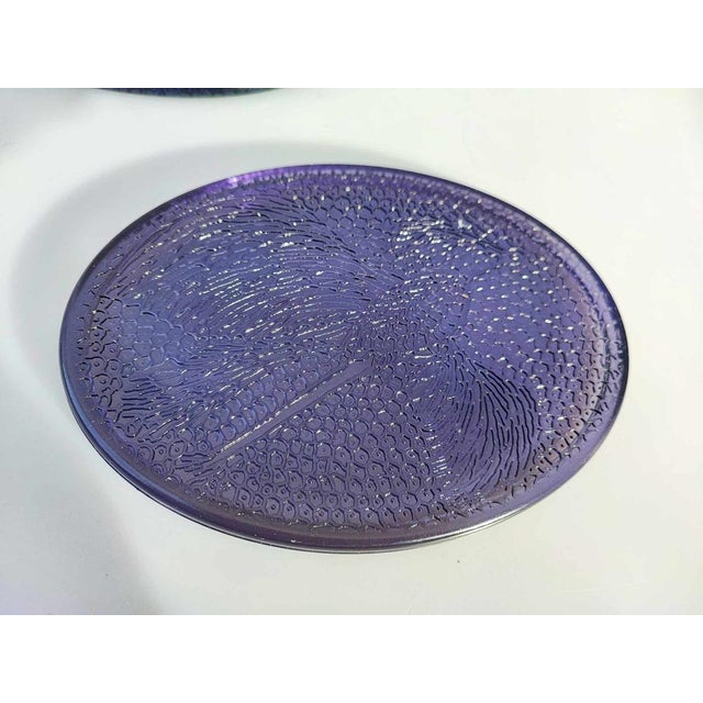 Cobalt blue glass plate, stand, fretboards, vintage 1970s, Set of 4 pieces, dimensions: height 1 cm, width 17.7 cm, depth...