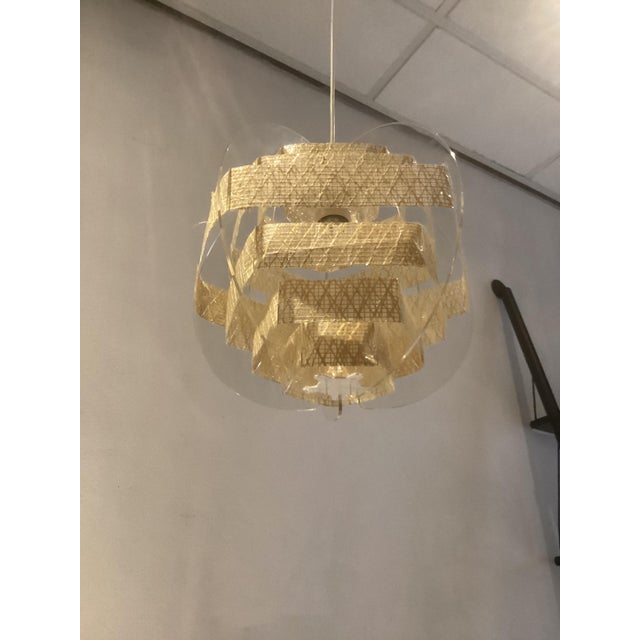 Wood Vintage Acrylic Glass Pendant Light, 1980s For Sale - Image 7 of 8