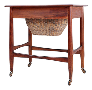 Mid-Century Scandinavian Modern Teak Sewing Basket End Table by Johannes Andersen