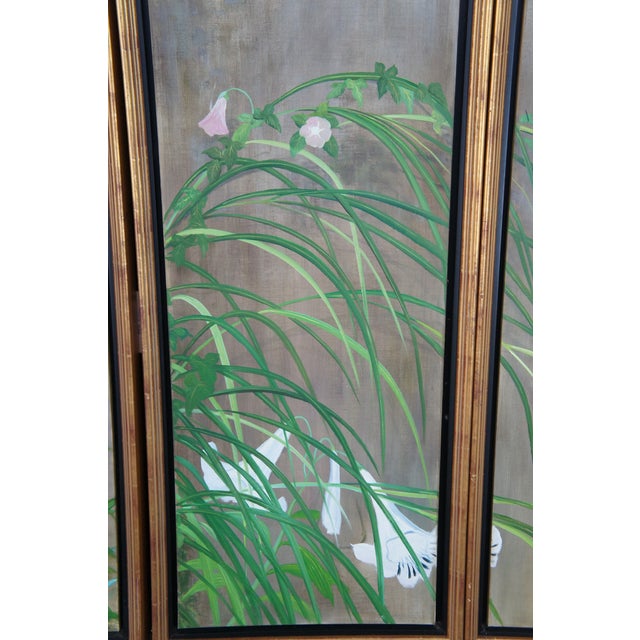 Summer Rain After Saikai Hoitsu Contemporary School Oil Painting Folding Screen For Sale - Image 16 of 18