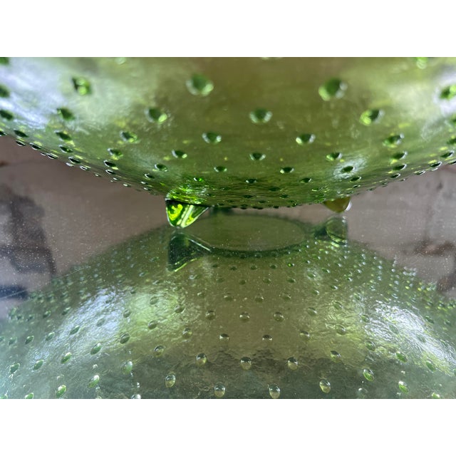 1970s Vintage Mid-Century Modern Advocado Green Hobnail Footed Bowl For Sale - Image 5 of 8