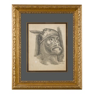 Modern Assen Peikov Signed Dated and Located Drawing Portrait For Sale