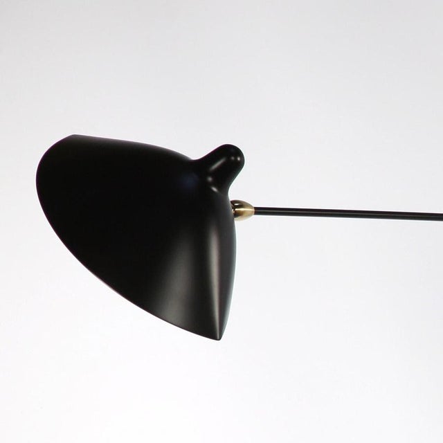 Mid-Century Modern Black Three Rotating Straight Arms Wall Lamp by Serge Mouille For Sale - Image 4 of 12
