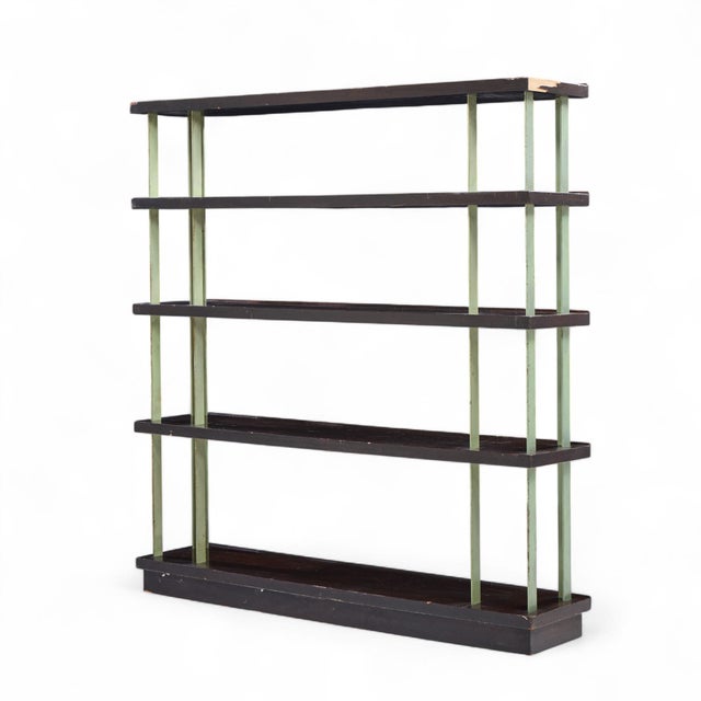 Mid-Century Modern Edward Wormley for Dunbar Model 4568 Mid Century Lacquered Steel and Mahogany Bookcase For Sale - Image 3 of 10