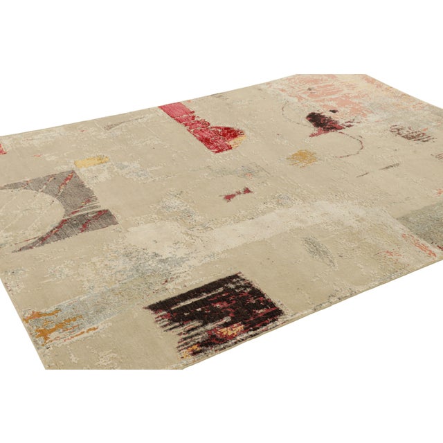Rug & Kilim Rug & Kilim’s Abstract Rug in Off-White With Colorful Geometric Patterns For Sale - Image 4 of 7