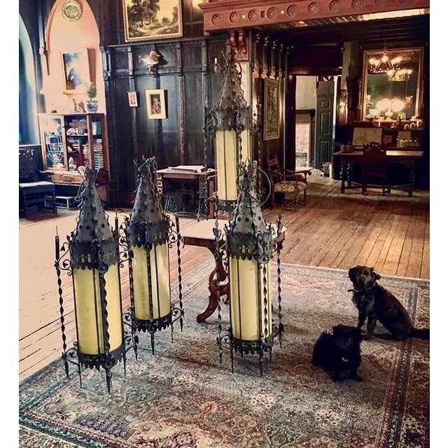 57” Antique Gothic Revival Lantern Light Fixture For Sale - Image 12 of 13