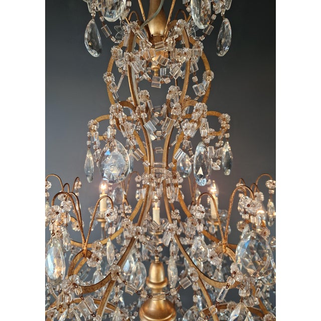 Late 19th Century Large Crystal Rustic Antique Chandelier Classic Traditional Solid Wide Glass For Sale - Image 13 of 15