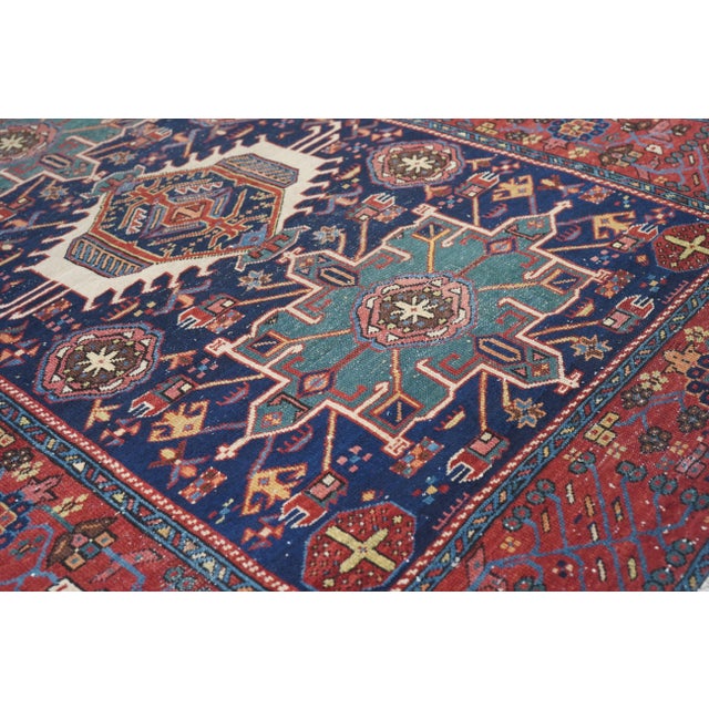 Textile Antique Rust Karajeh Persian Area Rug 4'10'' X 6'3'' For Sale - Image 7 of 10