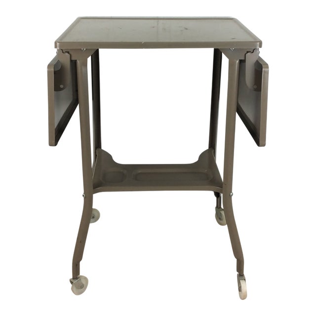 Mid Century Industrial Typewriter Table With Drop Leafs For Sale