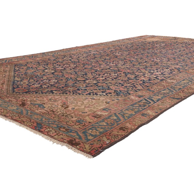 75374 Antique Persian Malayer Rug, 06'03 x 11'09. Laid-back luxury meets rustic sensibility in this antique Persian...