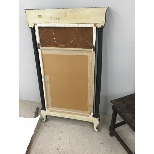 1940 Vintage Italian Neoclassical Painted Pier Mirror With Reverse Glass Painted Panel For Sale - Image 11 of 13