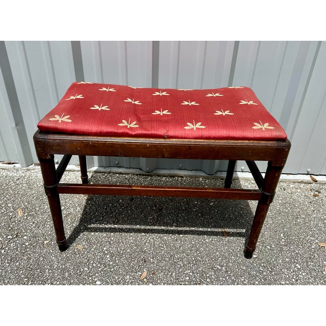 Antique Early 20th Century Wood Vanity or Piano Bench For Sale - Image 4 of 11