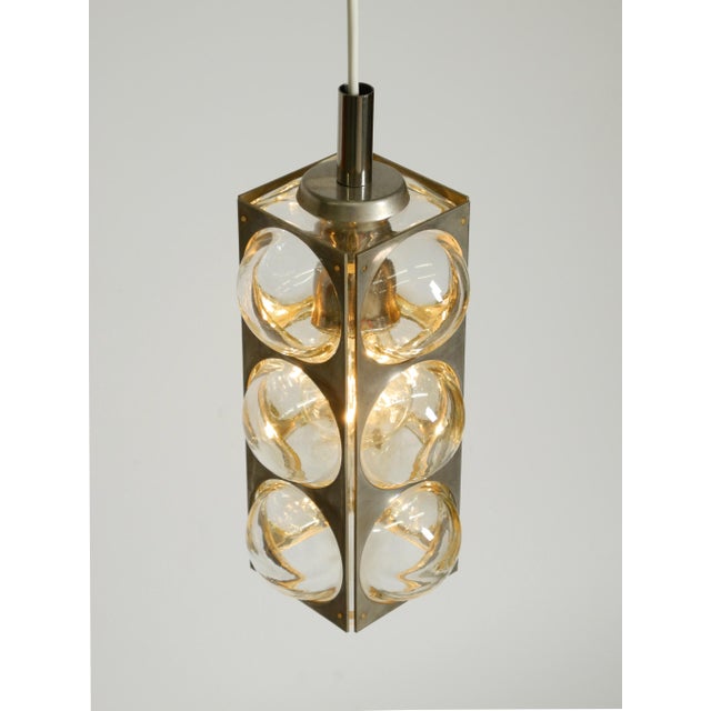 Vintage Space Age Pendant Lamp in Glass and Nickel-Plated Metal by Temde, 1960s For Sale - Image 10 of 18
