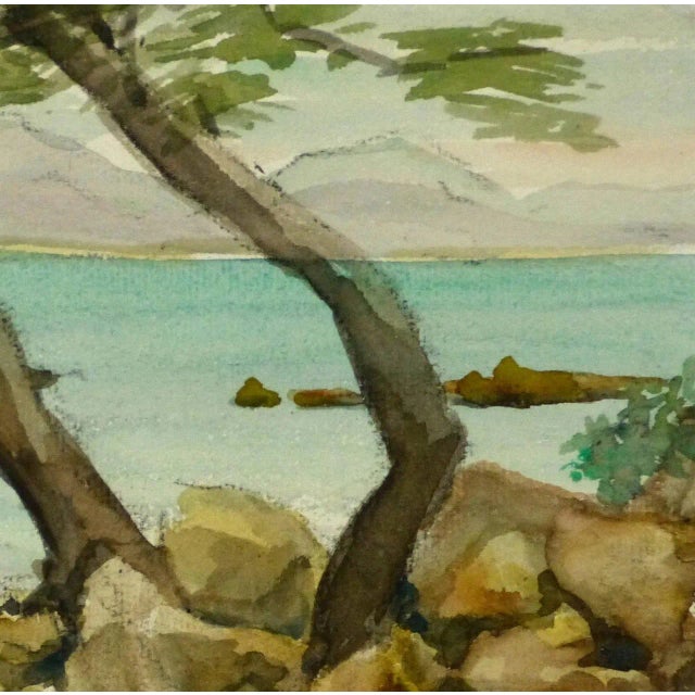 French M. Kesseler, Vintage French Watercolor Landscape - Côte d'Azur For Sale - Image 3 of 4