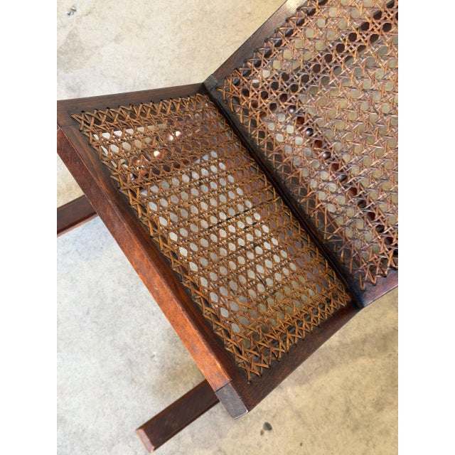 Mid-Century Modern Danish Modern Rocking Magazine Rack in Dark Wood and Cane Denmark 1960s For Sale - Image 3 of 8