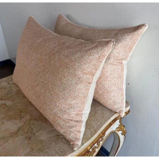 Modern Blush Linen Decorative Pillow by Melissa Levinson in Modern Style For Sale - Image 3 of 5